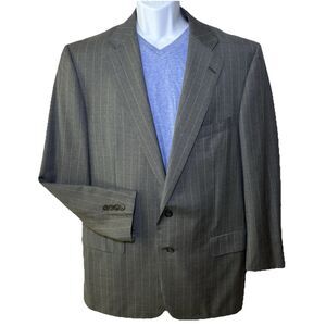 ERMENEGILDO ZEGNA Gray Striped Wool Blazer Sport Coat Jacket Italy 54 / US 42 R